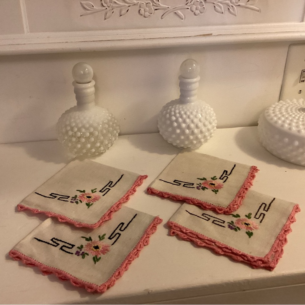 Vintage Madiera embroidered linen napkins
